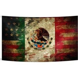 American Mexican Friendship Flag 2x3FT USA Mexico Flag Fade Proof Vivid Color Polyester with Brass Grommets For Indoor Outdoor (C, 2x3FT)