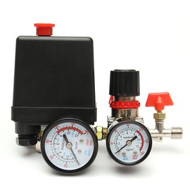 MASUNN 125PSI Air Compressor Pressure Valve Switch Control Manifold Regulator Gauges