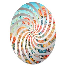 DesignQ The Impressionistic Coral Reef Barrier - Coastal Coral Under Water Vortex Animals - 20x30 Inches - Oval Wall Mirror for Bathroom, Bedroom, Entryway, Living Room, Vanity Room and Modern Décor