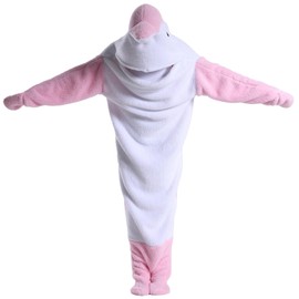 Deserthome Wearable Shark Blanket Onesie for Adult Hoodie, Super Soft Comfortable Shark Costume, Pink Dolphin S