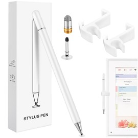 Dual Tip Stylus Pen for Skylight 15 inch Calendar - with Magnetic Mount Holder, 2 Spare Replacement Tips (Mesh & Disc) | All-in-One Stylus and Flexiple Mount Set(White)