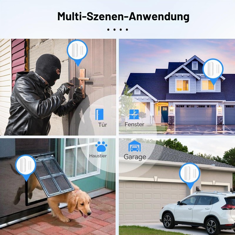Smart WiFi Sensor for Doors and Windows, Alarm for Doors