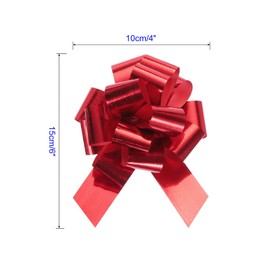 MACHSWON 10pcs 4 Inch Pull Bow Metallic Gift Bows with Glitter Ribbon for Wedding Baskets Presents Wrapping Red
