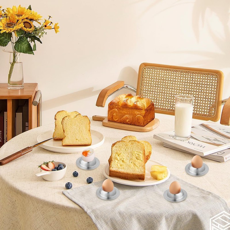 Hsthe Sea 6pcs Stainless Steel Egg Cup Holder Set for