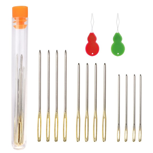 12pcs Blunt Needles with Large Eyelets Gold Eyelets Stainless Steel