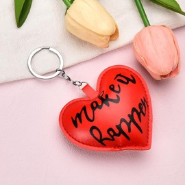 ShiQiao Spl Love Heart Bag Charm Accessories for Handbag Purse Make It Happen Leather PU Keyring for Women Inspirational Birthday Christmas Gifts for Best Friend Daughter Sister