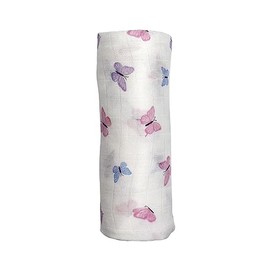 Bamboo Viscose Muslin Baby Swaddle Receiving Blanket, 70% Viscose Made from Bamboo, 30% Cotton Muslin - Imported (Butterfly)