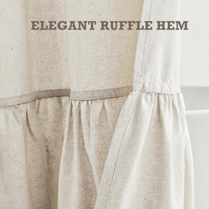 Felisa Farmhouse Long Shower Curtain with A Ruffle Hem 72x78