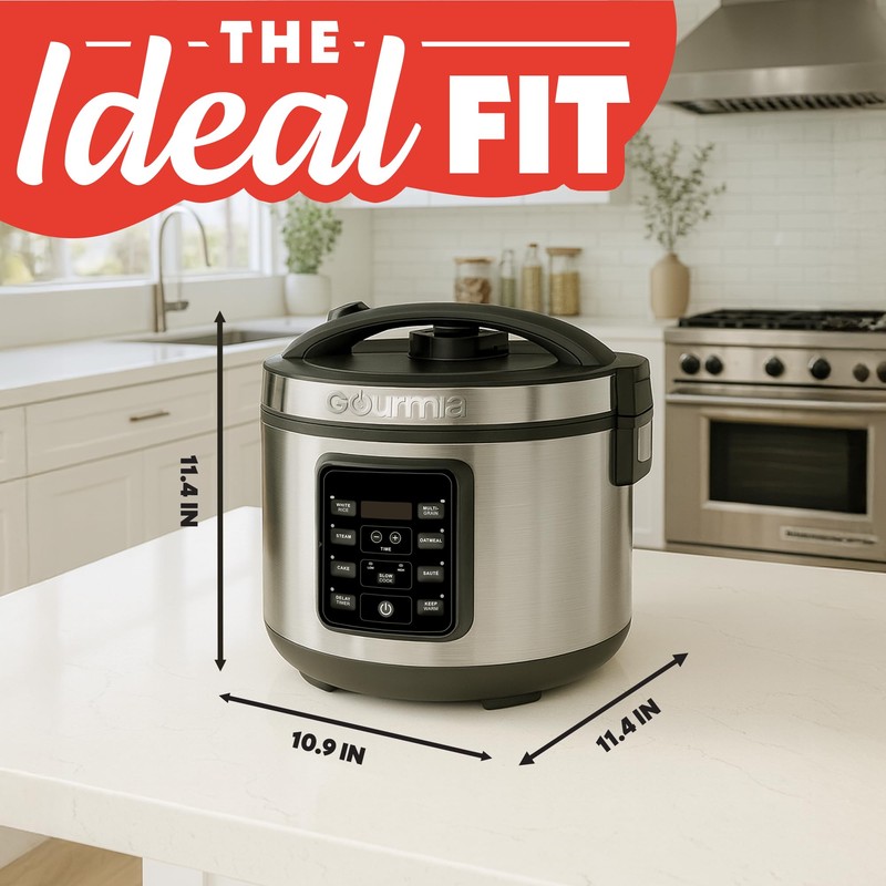 Gourmia Rice Cooker – 5 Qt Capacity, 20 Cup Cooked,