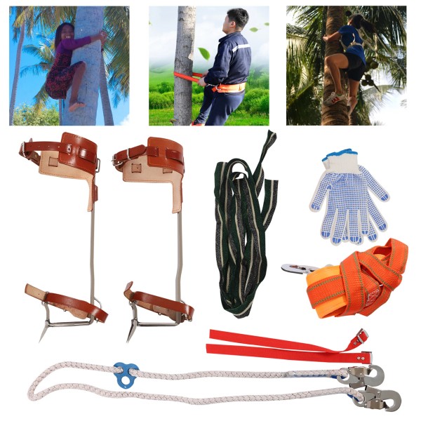 TBvechi Adjustable Tree Climbing Spike Set Pole Climbing Spurs Tool