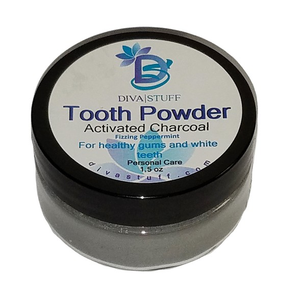Superior Tooth Powder for Whiter and Healthier Teeth and Gums, with Activated Charcoal, by Diva Stuff