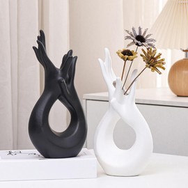 White Ceramic Vases,hand shape ceramics vase, Modern Dried Flower Vase,Home Decor Accessories,for Centerpieces Wedding Dinner Table Party Living Room Office Bedroom.