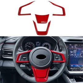 KEALAS - 4 piezas de cubierta de marco de panel de volante rojo ABS para Subaru Forester Ascent SUV 2019-2024, para Impreza 2017-2024, para Legacy/Outback 2018-2024, para Crosstrek 2018-2024