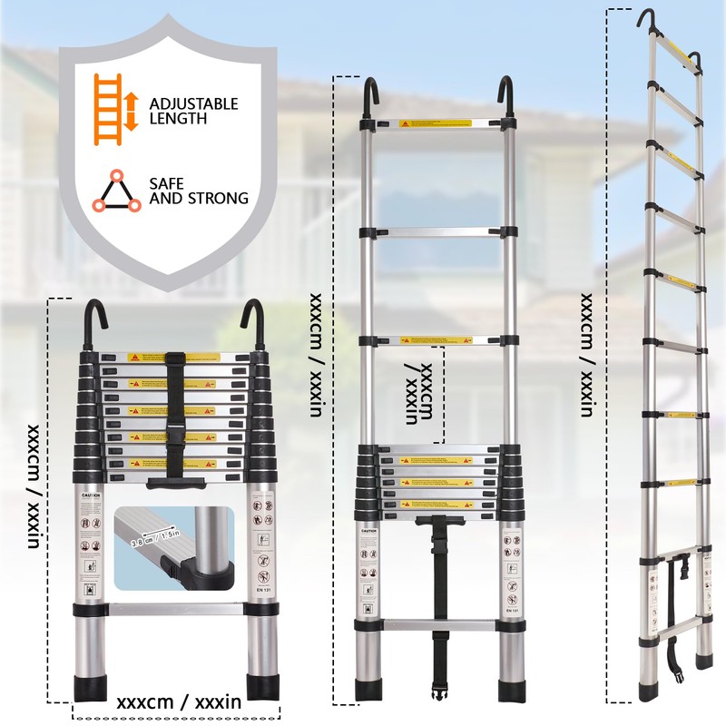 Telescoping Ladder,10.5FT,Heavy Duty 330lbs Max Capacity,Suitable for RVs, attics, Rooftops