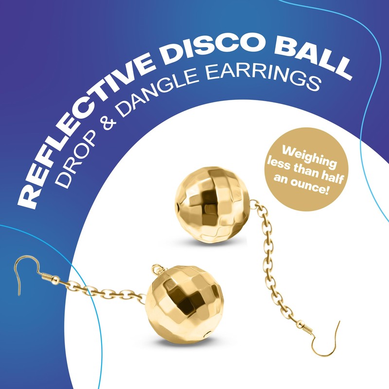 Rave Envy Disco Ball Earrings for Women - 70's Gold,