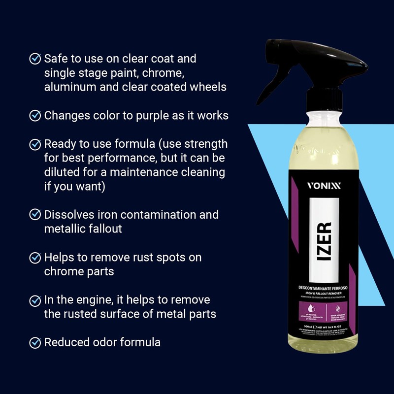 Vonixx Izer Iron Remover Spray | pH-Neutral, Non-Acidic Formula |