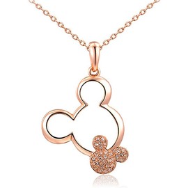 Mickey Pendant Necklace with Gems for Women & Girls (Rose Gold), Metal, Metal, Unknown