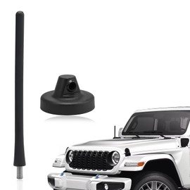 LQYLMY 7 Inch Short Rubber Antenna with Antenna Base Cover Compatible with Jeep Wrangler JK JKU JL JLU Gladiator GT Rubicon Sahara Sport Unlimited Willys 4xe Mojave 2007-2025, Car Wash Proof