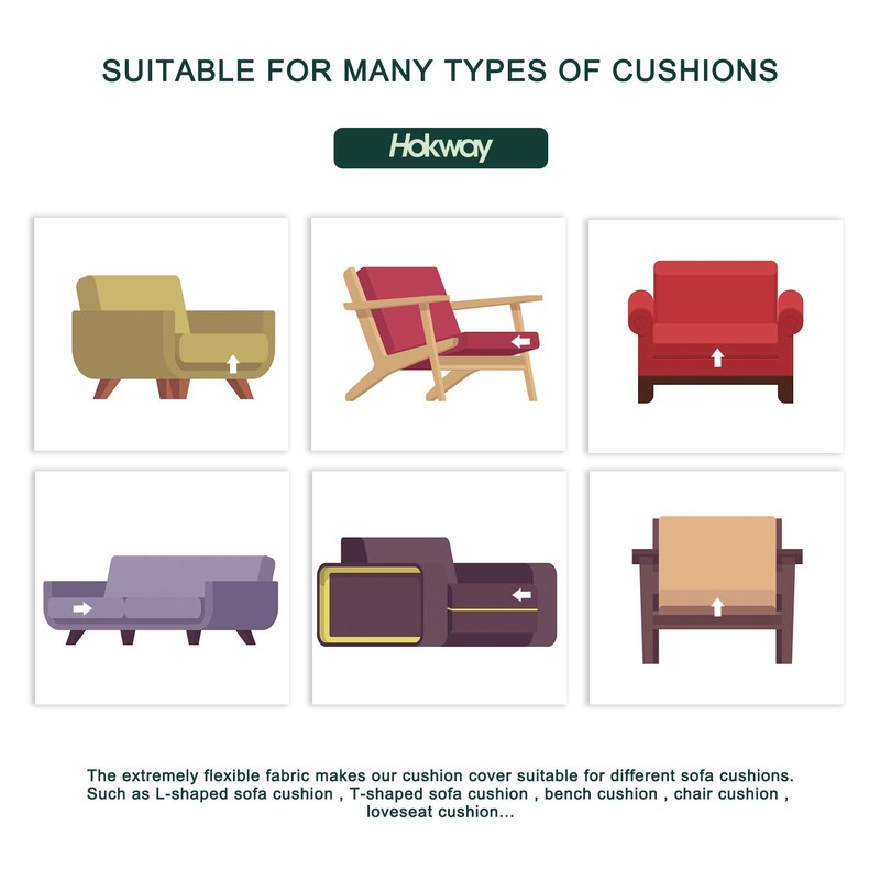 Hokway Stretch Couch Cushion Slipcovers Reversible Cushion Protector Slipcovers Sofa