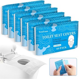 Toilet Seat Covers (60 pack), XL Flushable and Biodegradable Paper Cover Disposable for Adult and Kids’ Potty Training, Great for Airplane, Travel Seats, Public Restroom and Camping Wood - Size: 120 pack