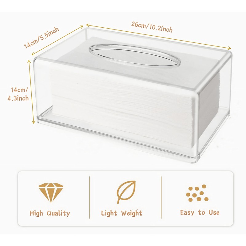 Clear Acrylic Tissue Box，Rectangle Disposable Paper Facial Holder with Lid,Dryer