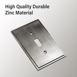 Henne Bery Soft Modern Decorative Wall Plate Switch Plate Outlet Cover (Single Toggle 2PK, Heirloom Silver)