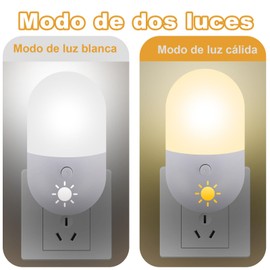 Jermoner Luz de Noche, 2 pack Lampara de Noche Recamara Luz de Noche para Niños Bebe, Lámpara de Noche Luz Nocturna para Habitaciones,Pasillos, Baños