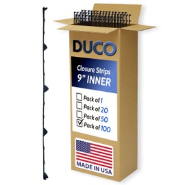 Duco USA-Made Classic Rib Foam Closure Strips 3ft Long, 9" Rib Profile - 100 Pack of Black Corrugated Roof Foam Strips - Weatherproof Seal to Block Gaps, Noise, Moisture, and More