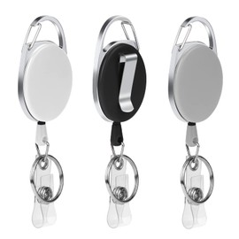 Vicloon Retractable Badge Reels, 3 Pcs Reel Clips Extendable Key Chain Key Lanyard Belt Clip for Key Ring ID Card Badge Holder (Black, White, Grey)