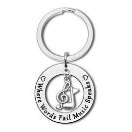 Music Gifts Keychain Music Lovers Gift Where Words Fail Music Speaks Keyring Thank You Gifts for Music Teacher Mentor Team Leader Appreciation Gifts Music Student Musicians Jewelry Guitar Piano Player