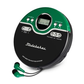 Studebaker Green Retro Portable CD Player | CD-R/RW MP3 Playback | Programmable Personal CD Player | Anti-Skip | FM Radio | Mega Bass Boost | Sport Earbuds (Vintage Green)