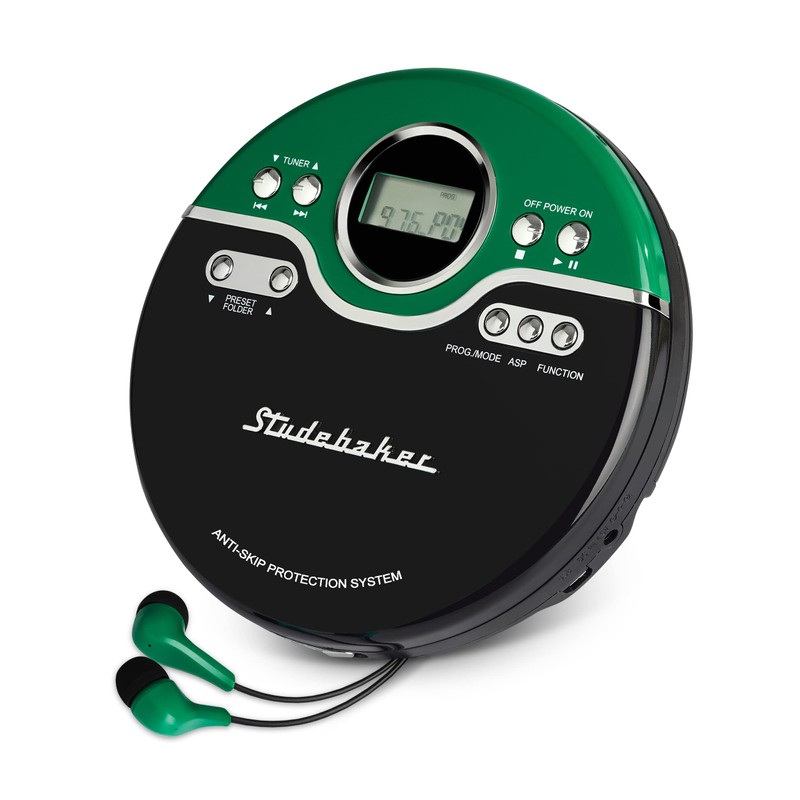 Studebaker Green Retro Portable CD Player | CD-R/RW MP3 Playback