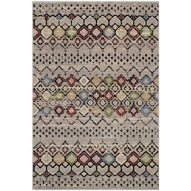 SAFAVIEH Amsterdam Collection AMS108G Moroccan Boho Non-Shedding Living Room Bedroom Accent Area Rug, 4' x 6', Light Grey / Multi