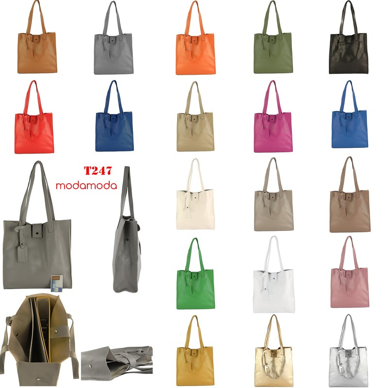 modamoda de - T247 Italian Leather Shopper with Removable Inner