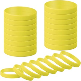 kymqlyw 24 Pcs Plain Silicone Rubber Bracelets Solid Color Rubber Wristbands Sports Elastic Rubber Bands for Stretch Silicone Wristband Wrist Bands for Women Men Teen Part Decorations Gifts (Yellow)