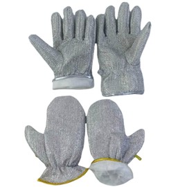 Yiyiring 2 Pairs Steel Wire Swim Pool and Spa Cleaning Mitt Spa Scrubbing Mitt Pool Cleaning Gloves for Stain and Dirt Remove, Silver