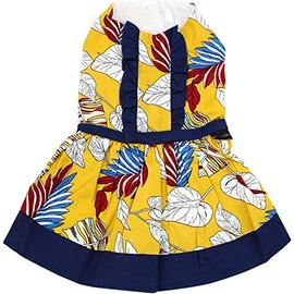 Parisian Pet Dog Dress Tribal Leaves Summer Clothes Outfit for Girl Puppy, Dogs and Cats, 3XL