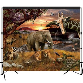 Tropical African Forest Jungle Safari Scenic Backdrop Large Banner Photography Studio Fabric Background Photobooth Prop 7x6feet #2195