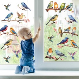 LHIUEM Birds Window Stickers,Hummingbird Window Cling, Anti-Collision Birds Sticker for Wall,Vinyl Flying Bird Window Decals,Birds On Tree Branches Wall Stickers for Living Room Wall Art Decoration