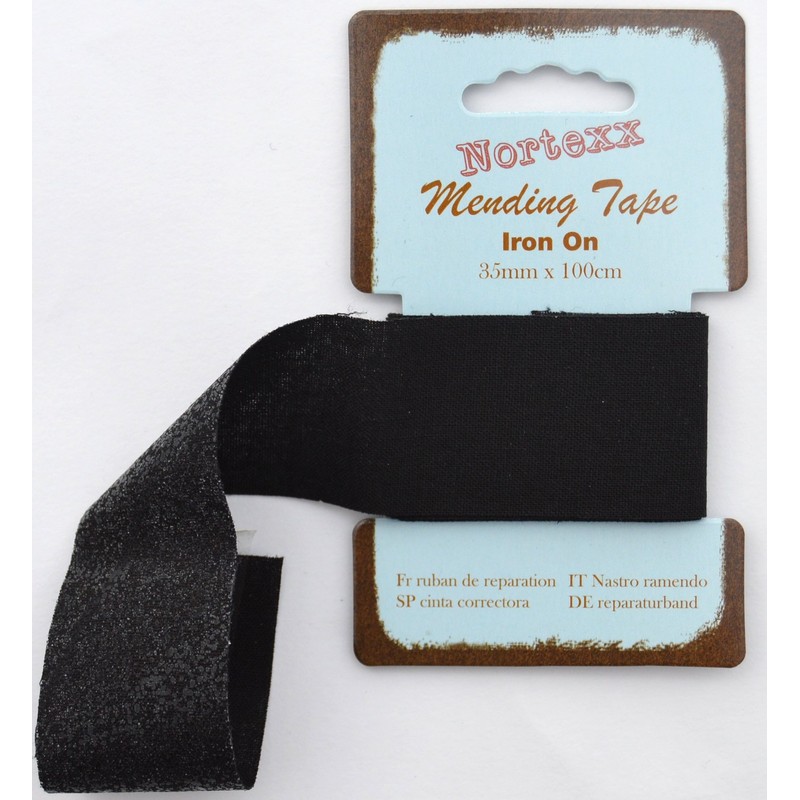 Nortexx Iron On Repair Tape-Black, 100% Cotton, 14 x 8