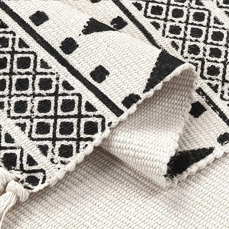 INKAROBOX Cotton Rugs with Tassel Woven Cotton Throw Rug Runner