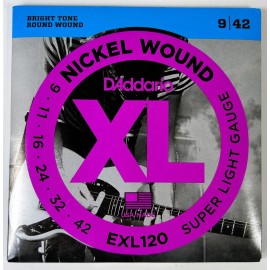 D'Addario EXL120 Nickel Wound Super Light 9-42 Electric Guitar Strings 942