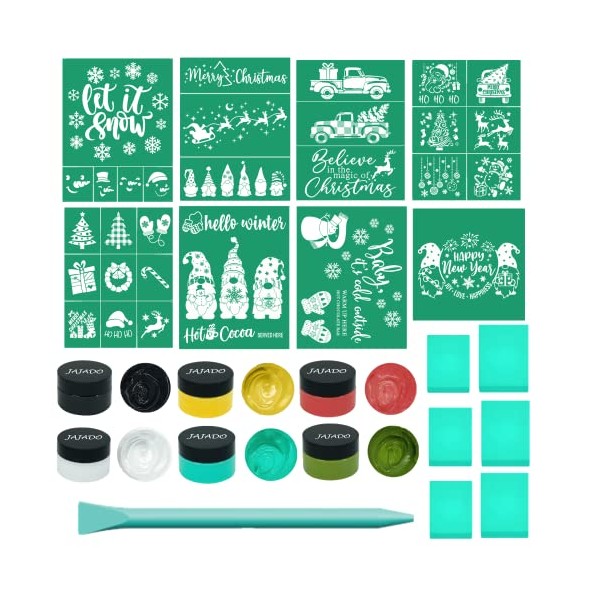 JAJADO Chalk Paste Paint Silk Screen Printing Kit 21 Pcs,
