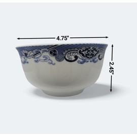 10 Pcs Fine Bone China Blue and White Chinese Soup Bowls Ceramic Porcelain Bowl, with Free 10 Porcelain Spoons Rice Bowl