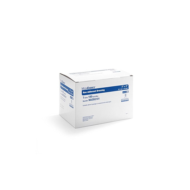 MediChoice Non-Adherent Dressing, Sterile 2x3 Inch, White, 1314NADSG101 (Box of