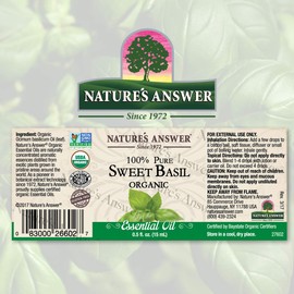 Nature's Answer 100% Pure Organic Essential Oil, 0.5-Ounce, Sweet Basil