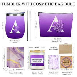 SAPEYKR - Vaso de vino de 12 onzas, bolsa de maquillaje cosmético, pulsera de tarjeta de vela 04