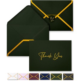 Mr. Pen- Blank Thank You Cards with Envelopes, 20 Pack, 4x6, Gold Foil Thank You Notes with Envelopes, Green Wedding Thank You Cards Wedding, Thank You Note Cards, Baby Shower Thank You Cards