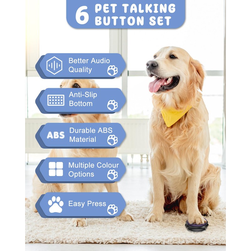 Acools Dog Buttons for Communication, 6 Pcs Dog Talking Button