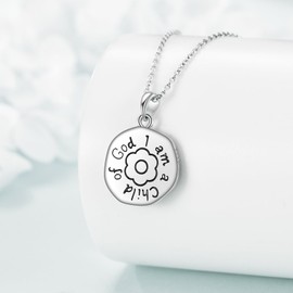 YFN Baptism Cross Necklace Sterling Silver I Am Child of God Pendant Christian Jewellery Religious Gifts for Women Men